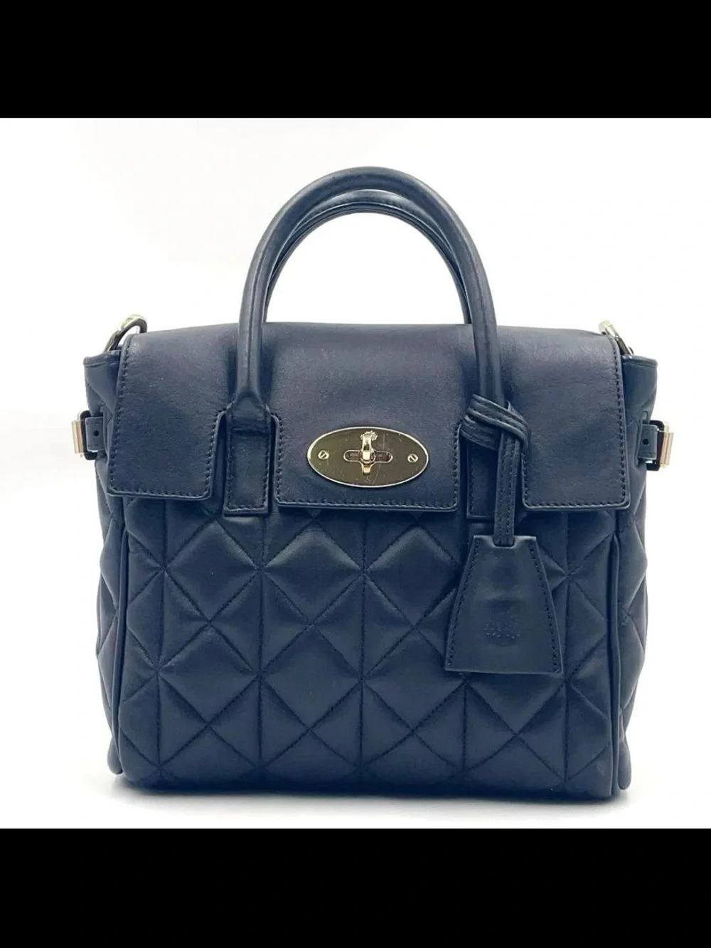 Mulberry Black Quilted Leather Satchel with Gold Hardware